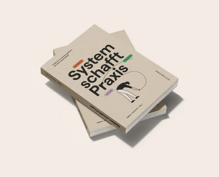Zwei Exemplare des Buchs „System schafft Praxis – Fieldbook zu Anwendungsfeldern des Open System Model®“, herausgegeben von Kambiz Poostchi, OSYS Publishing.